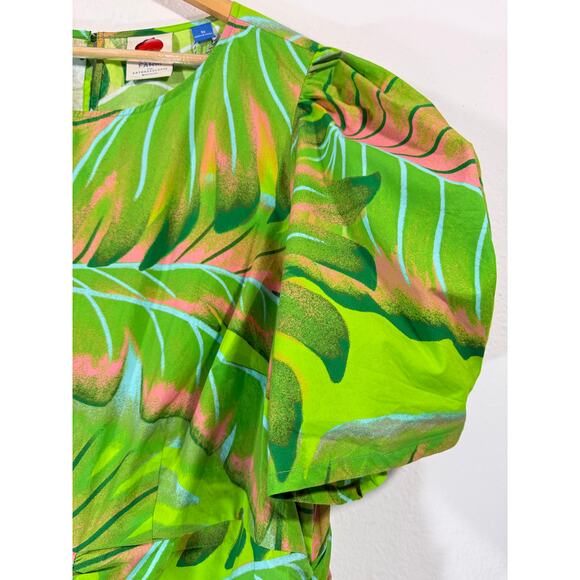 NWT Farm Rio Anthropologie Puff Sleeve Tropical Leaf Mini Dress Plus Size 3X - Picture 9 of 14